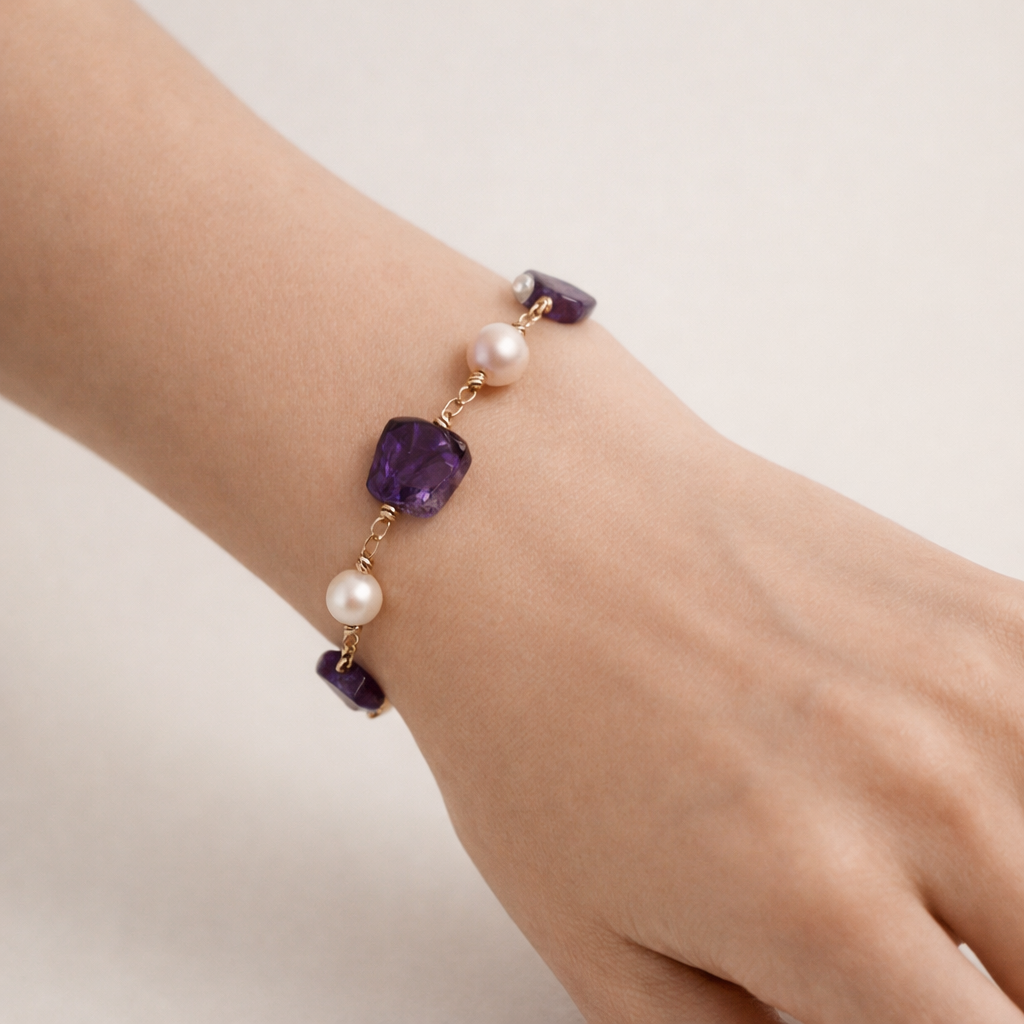 Pulsera perla amatista
