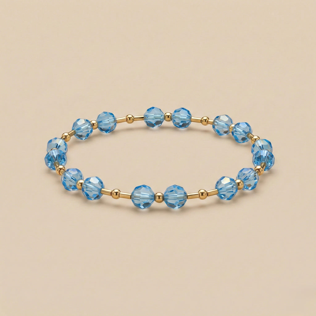 Pulsera de Cristales Austriacos aquamarine y Goldfilled