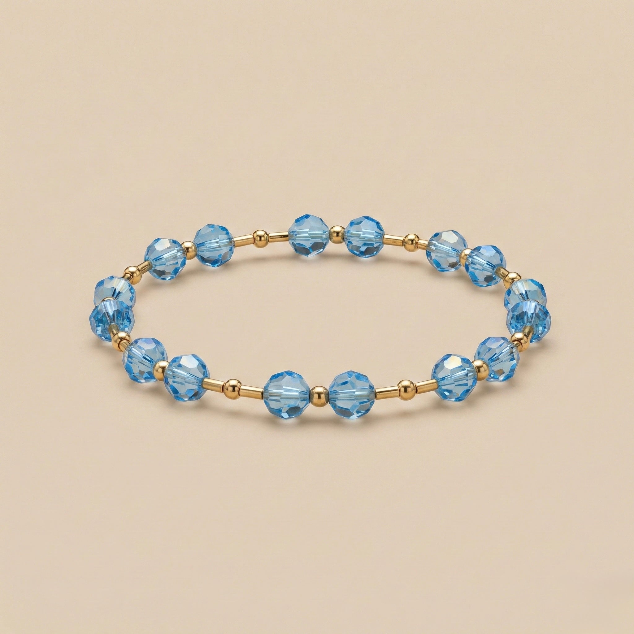 Pulsera de Cristales Austriacos aquamarine y Goldfilled