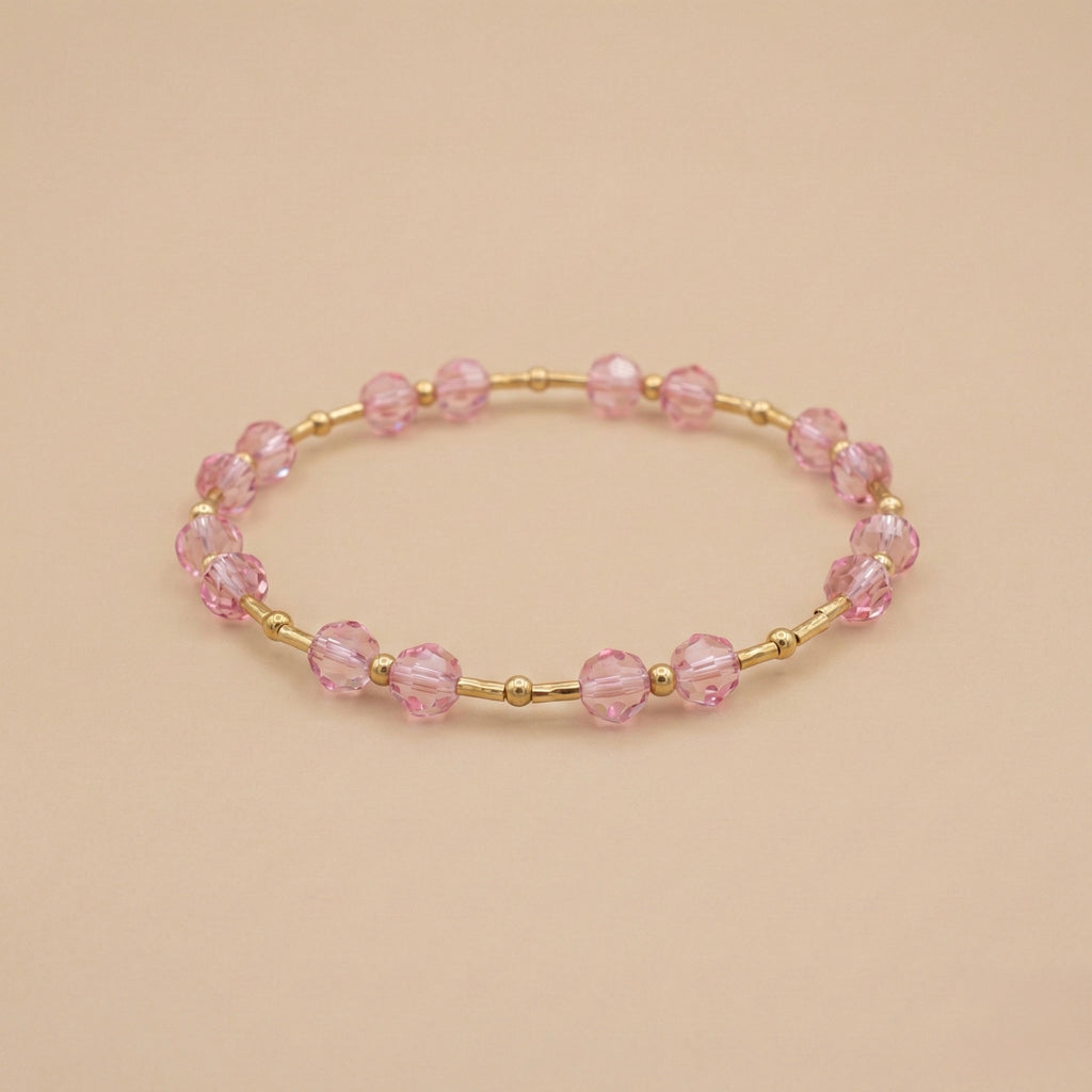 Pulsera de Cristales Austriacos Light Rose y Goldfilled