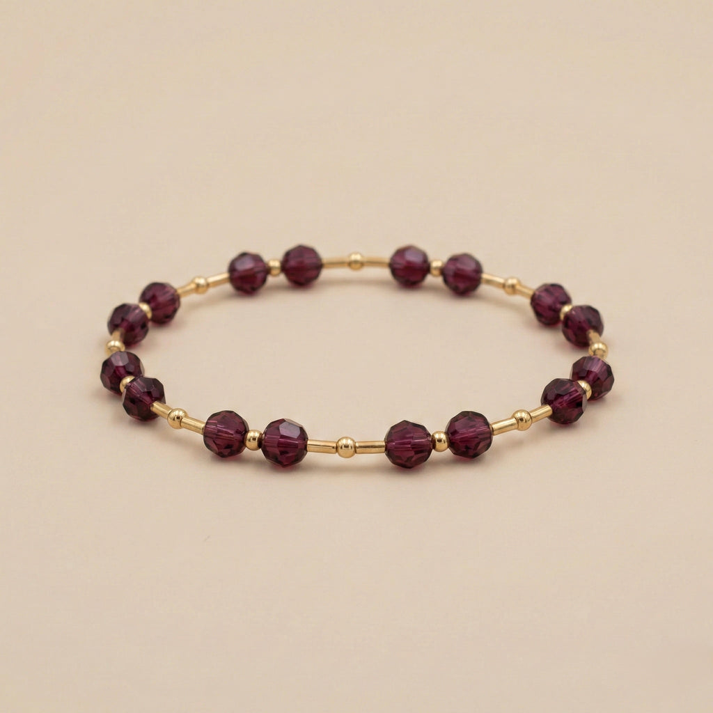 Pulsera de Cristales Austriacos en Color Amethyst Blend y Goldfilled.