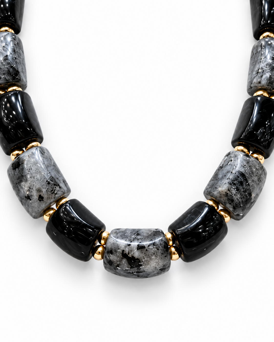 Collar ágata gris y onix negro