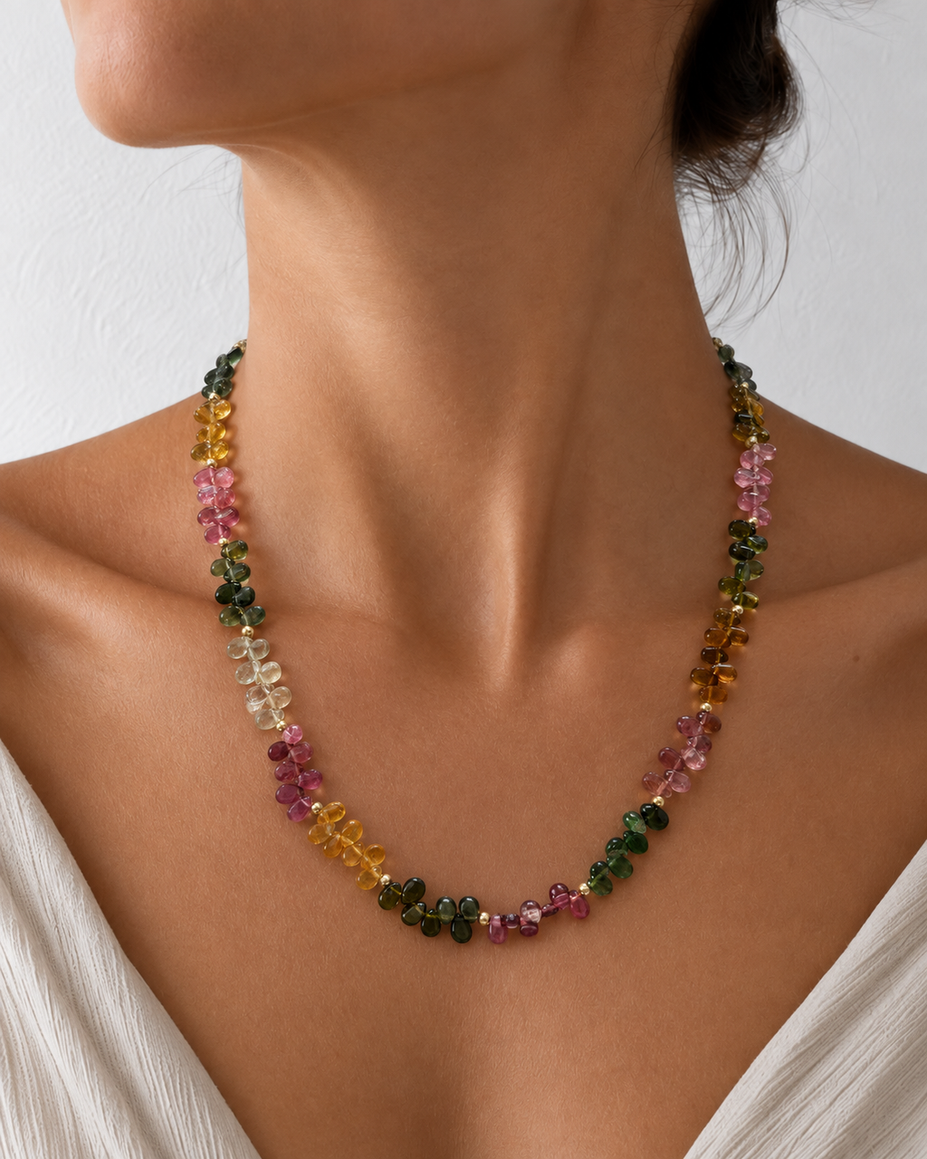 Collar y aretes de Turmalina Sandía