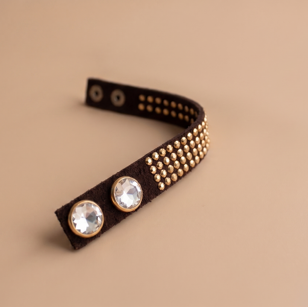 Brazalete Nocturno en Piel y Cristal Austriaco