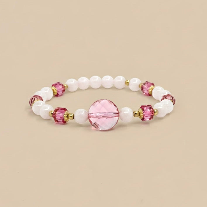 Pulsera de Cristal Austriaco en Color Light Rose-Rose y Goldfilled