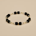Pulsera de Cristal Austriaco en Color Jet y Goldfilled