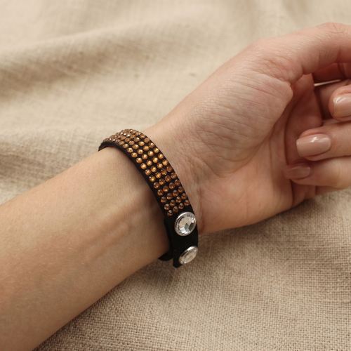 Brazalete Nocturno en Piel y Cristal Austriaco
