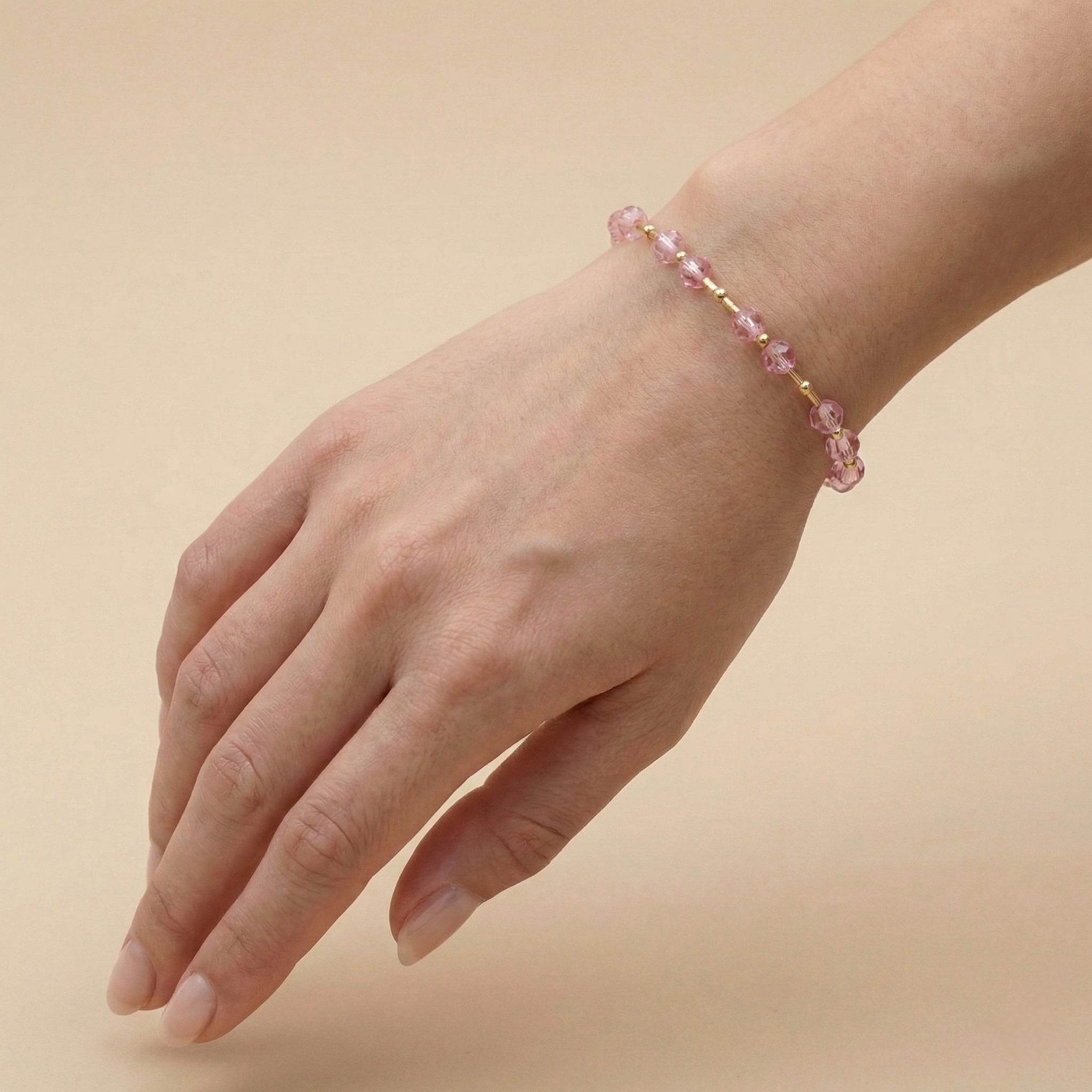 Pulsera de Cristales Austriacos Light Rose y Goldfilled