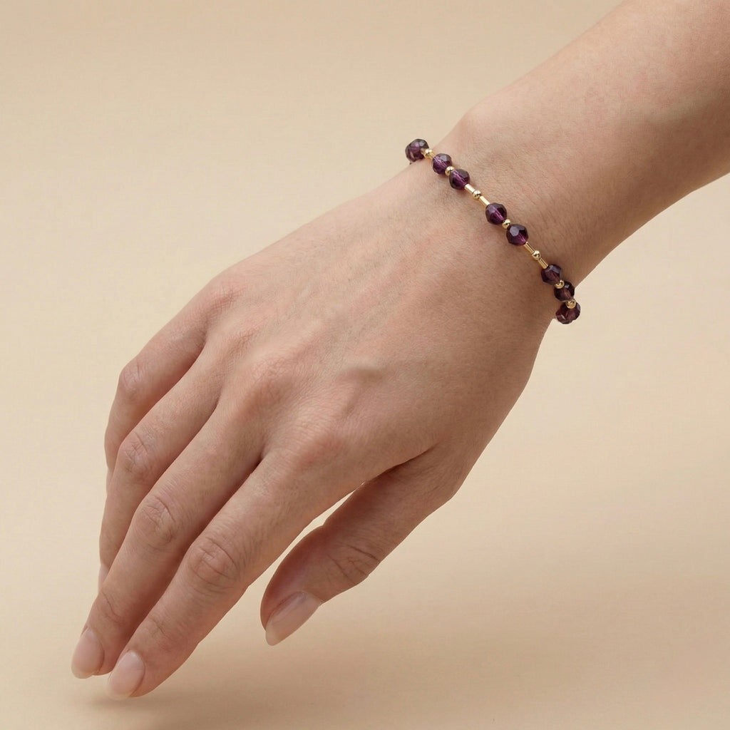 Pulsera de Cristales Austriacos en Color Amethyst Blend y Goldfilled.