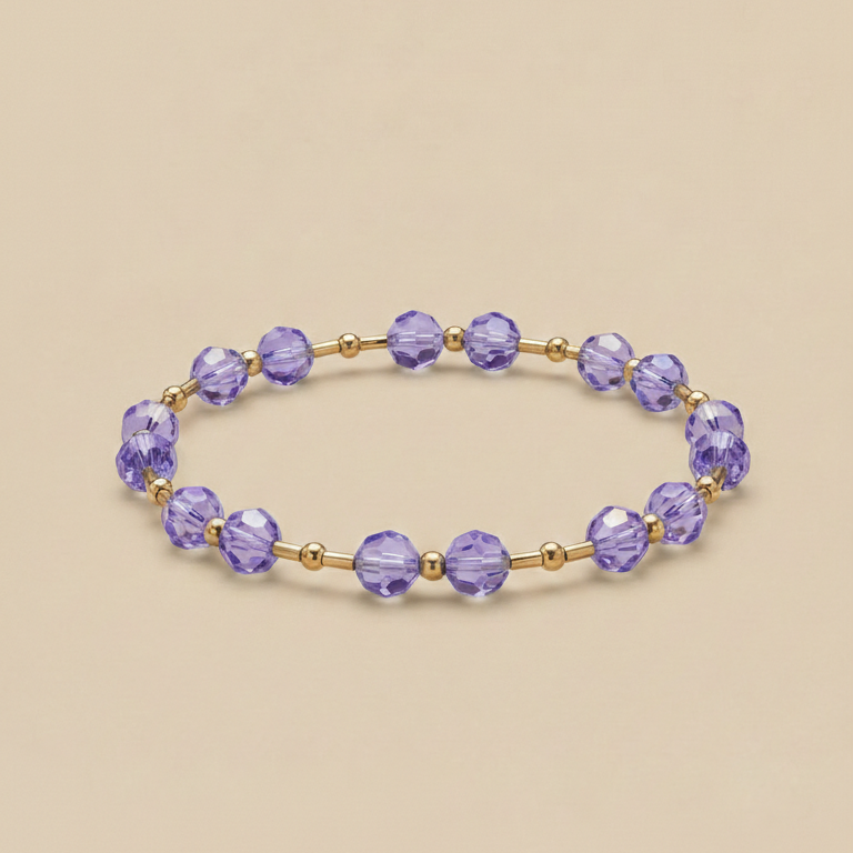 Pulsera de Cristal Austriaco Violet y Goldfilled