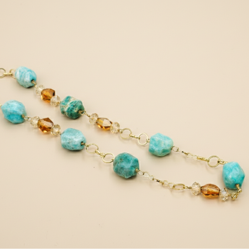 Collar Amazonita & Cristal Austriaco.