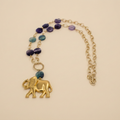 Collar Largo de Amatista con Dije de Elefante y Chapa