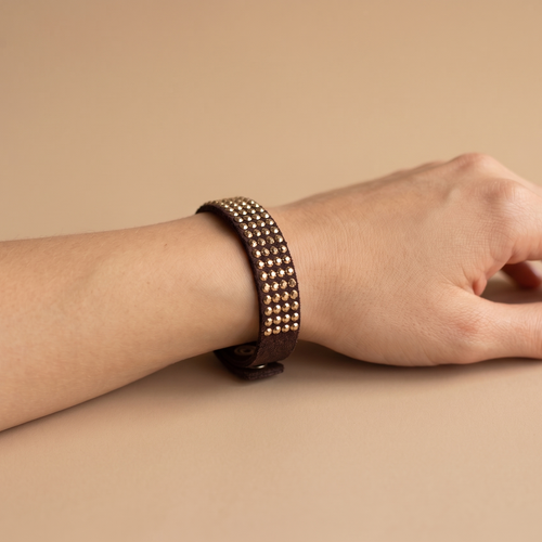 Brazalete Nocturno en Piel y Cristal Austriaco