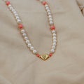 Collar Corazón Coral & Perla