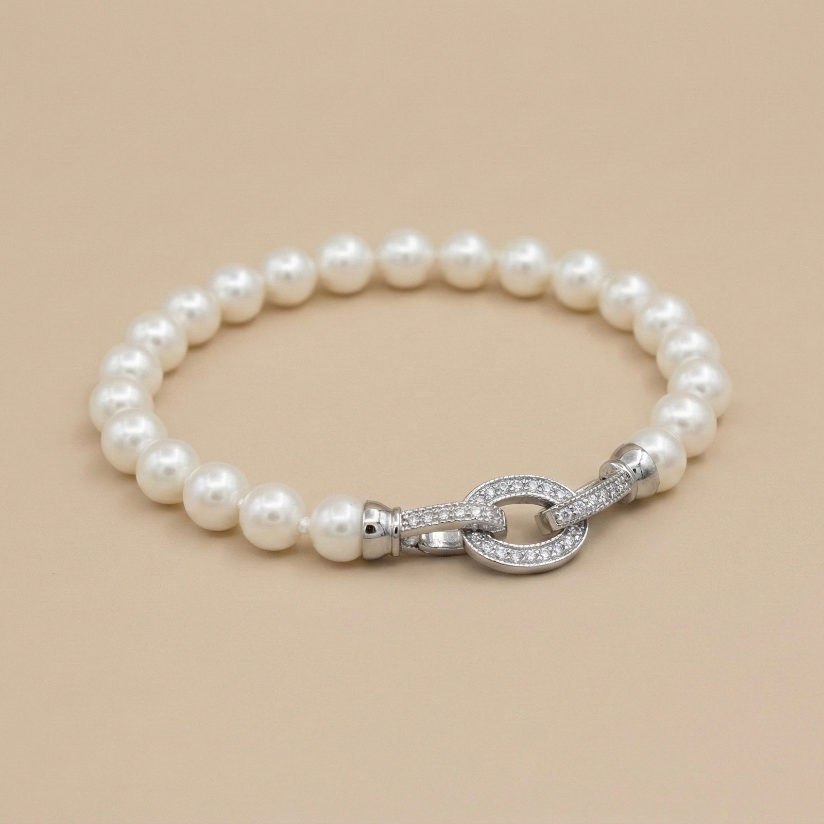Pulsera de Perlas con Broche de Gala y Circonias