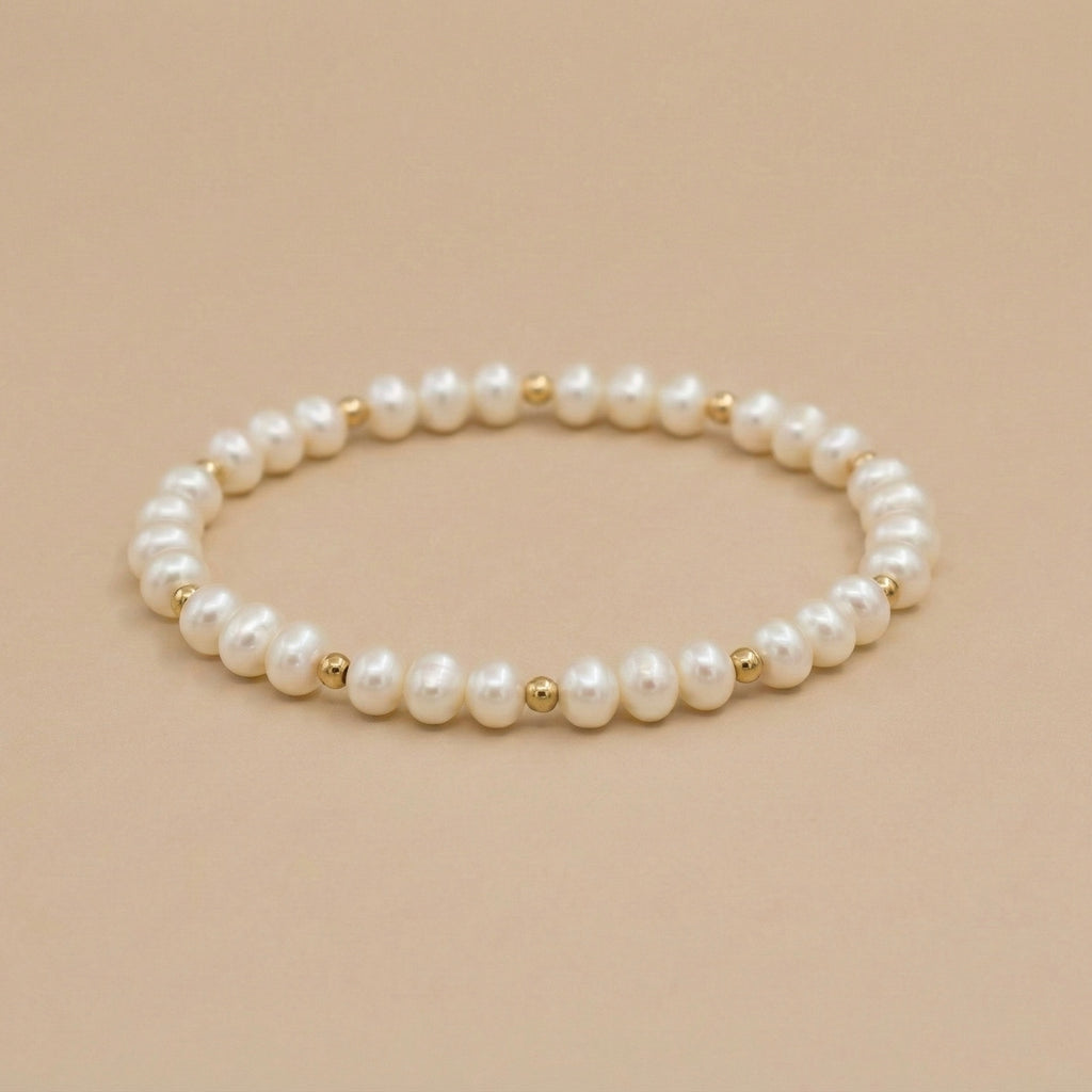 Pulsera de Perlas con Esferas de Gold-Filled