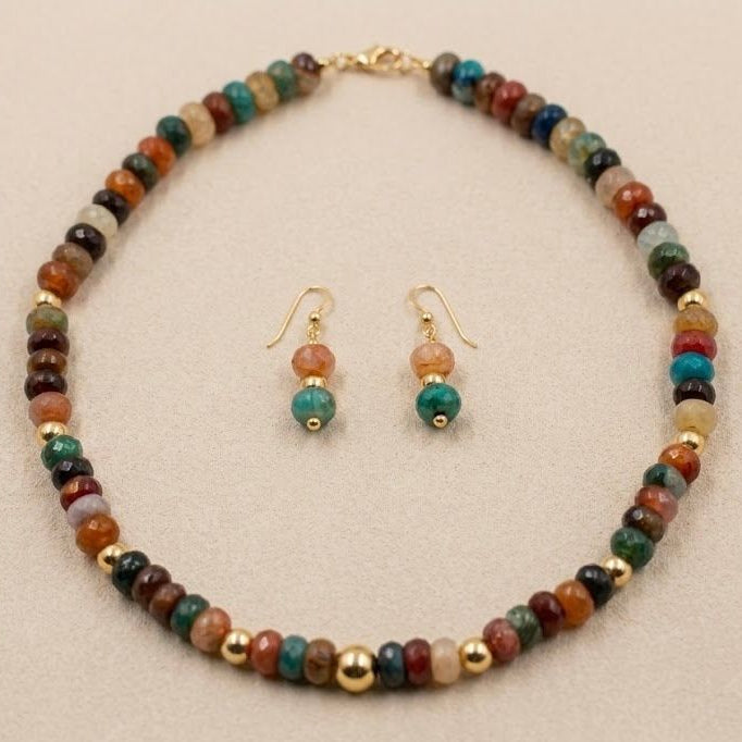 Bonito Collar de Agata Facetada con Bolita de Gold-Filled