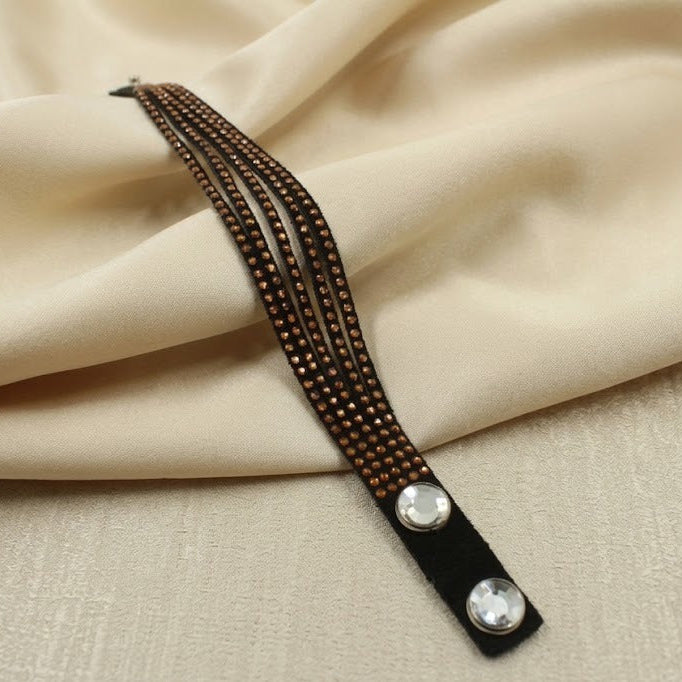 "Pulsera de Cristal Austriaco y Piel".