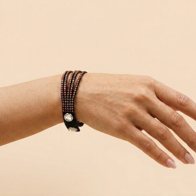"Pulsera de Cristal Austriaco y Piel".