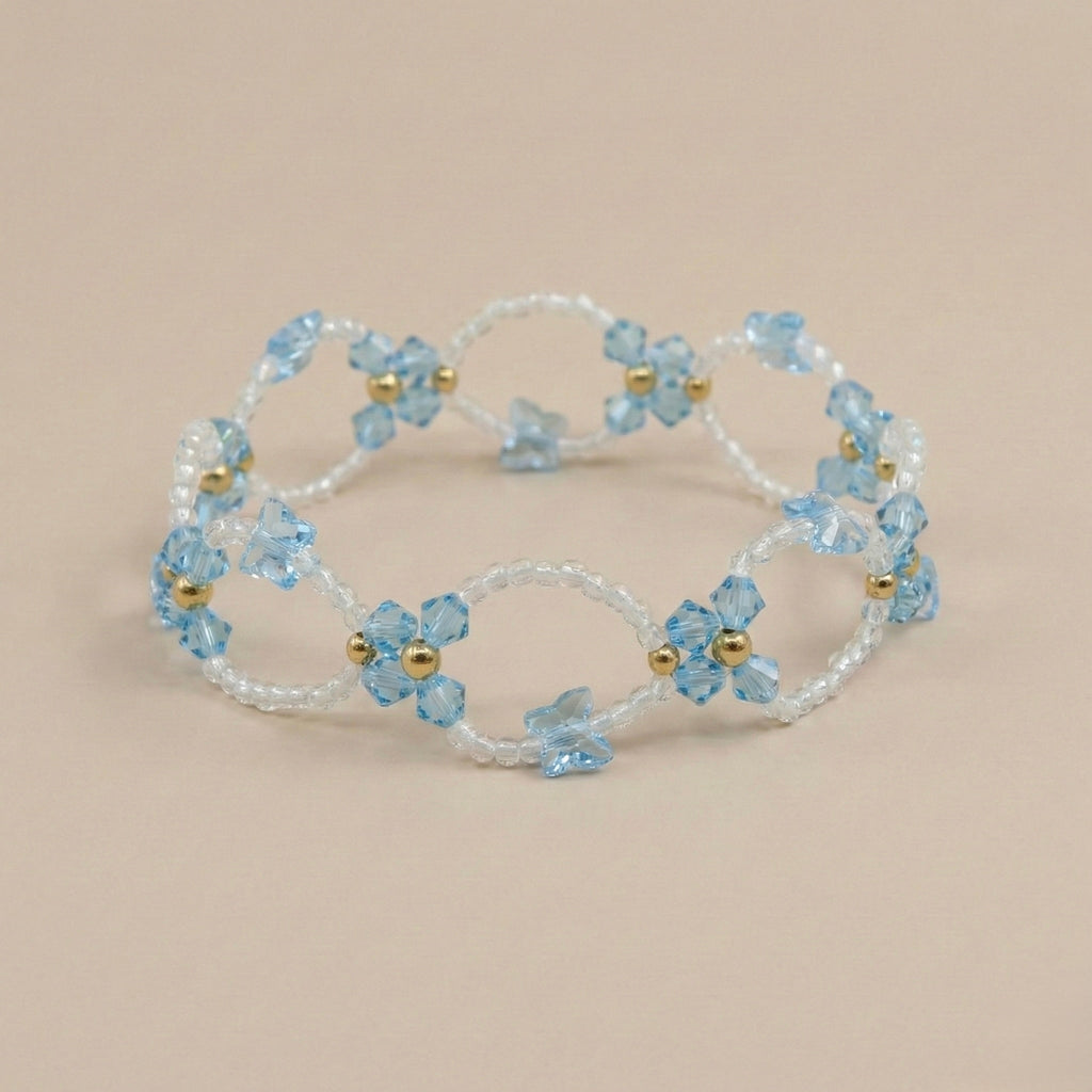 Pulsera Mariposa de Cristal Austriaco y Gold-Filled Azul