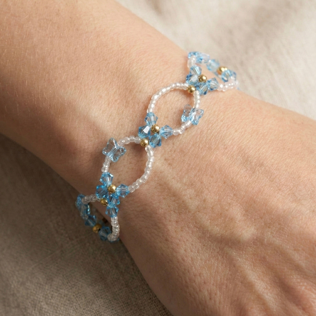 Pulsera Mariposa de Cristal Austriaco y Gold-Filled Azul